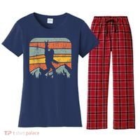 Bigfoot Rock and Roll Retro Mountain Sunset Sasquatch Gift Women's Flannel Pajama Set thumb 0