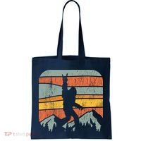 Bigfoot Rock and Roll Retro Mountain Sunset Sasquatch Gift Tote Bag thumb 0
