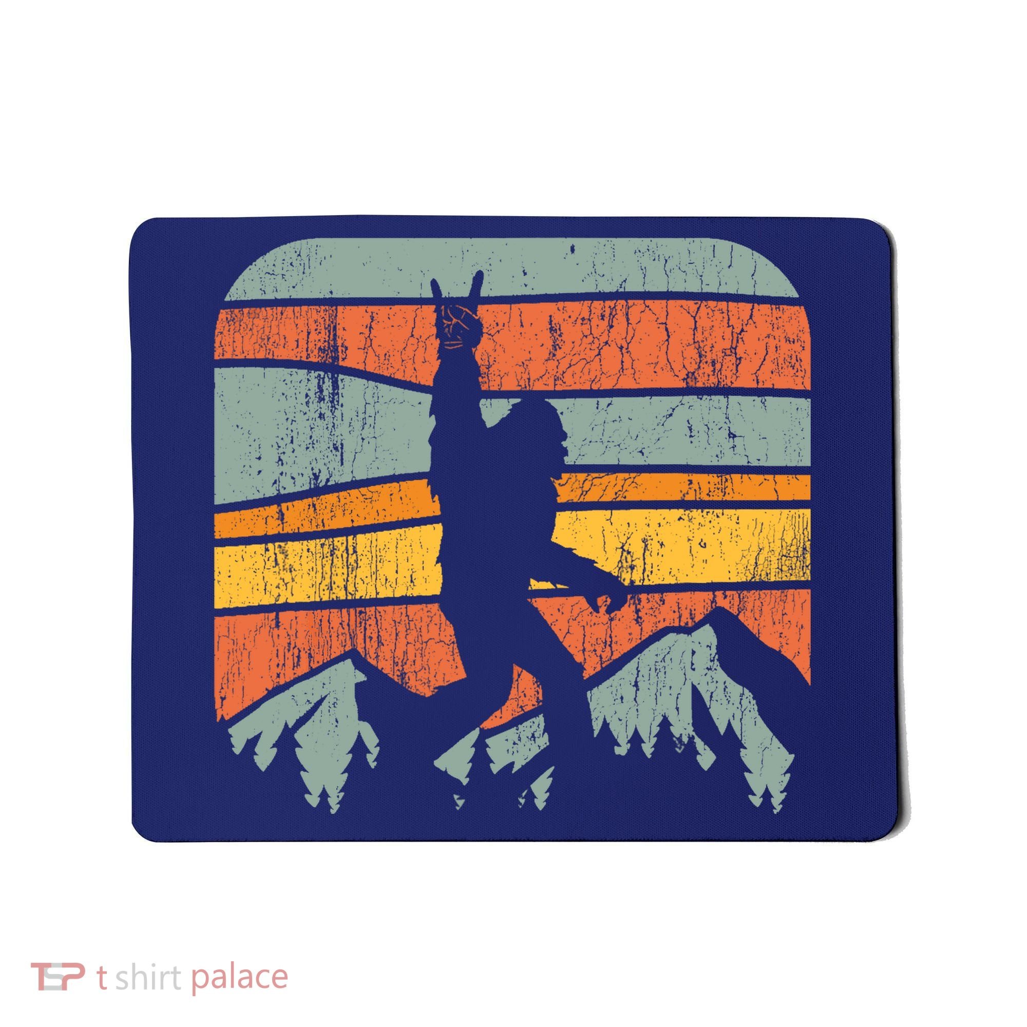 Bigfoot Rock and Roll Retro Mountain Sunset Sasquatch Gift Mousepad