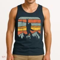 Bigfoot Rock and Roll Retro Mountain Sunset Sasquatch Gift Tank Top thumb 3