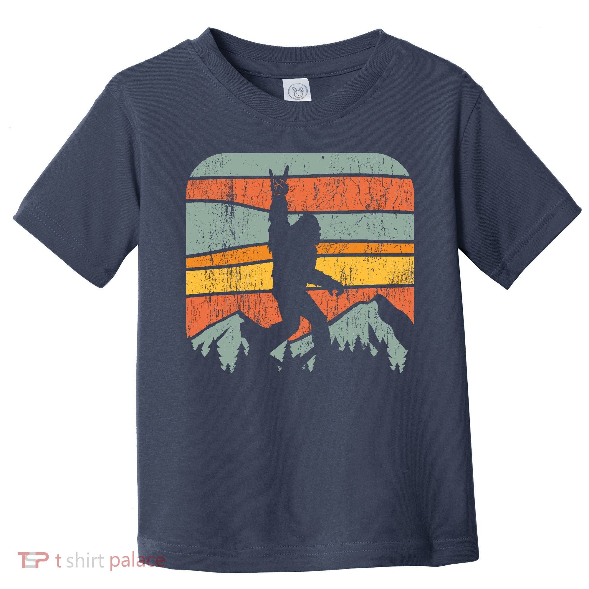 Bigfoot Rock and Roll Retro Mountain Sunset Sasquatch Gift Toddler T-Shirt
