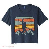 Bigfoot Rock and Roll Retro Mountain Sunset Sasquatch Gift Women's Crop Top Tee thumb 0
