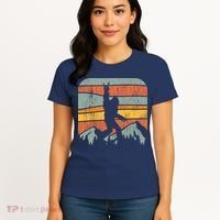 Bigfoot Rock and Roll Retro Mountain Sunset Sasquatch Gift Women's T-Shirt thumb 4