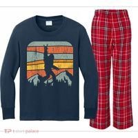 Bigfoot Rock and Roll Retro Mountain Sunset Sasquatch Gift Kids Long Sleeve Plaid Pajama Set thumb 0