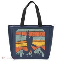 Bigfoot Rock and Roll Retro Mountain Sunset Sasquatch Gift Tote Bag thumb 0