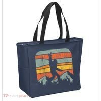 Bigfoot Rock and Roll Retro Mountain Sunset Sasquatch Gift Tote Bag thumb 2