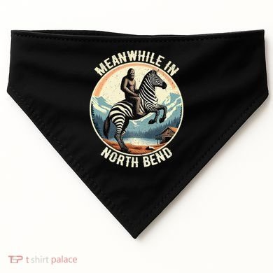 Bigfoot Riding A Zebra Meanwhile In North Bend USA-Made Doggie Bandana
