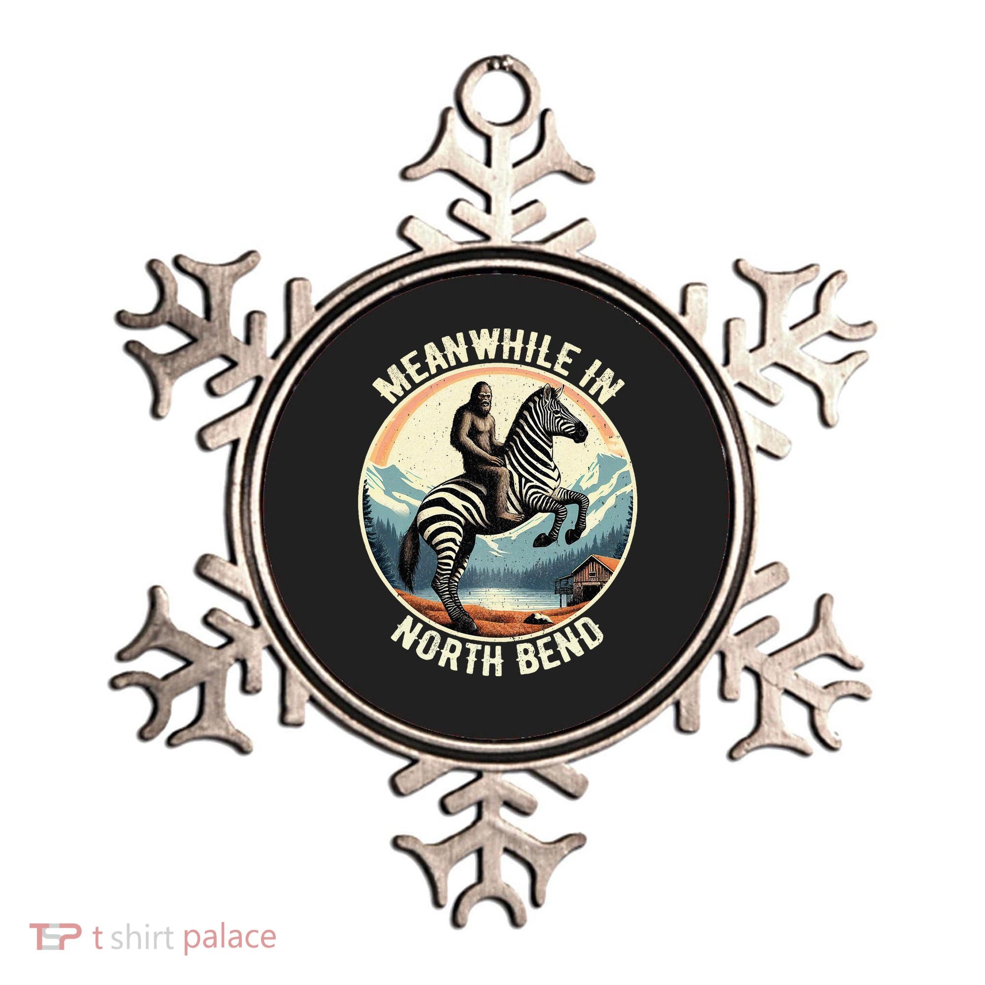 Bigfoot Riding A Zebra Meanwhile In North Bend Ornament