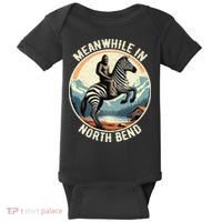 Bigfoot Riding A Zebra Meanwhile In North Bend Baby Bodysuit thumb 0