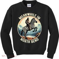 Bigfoot Riding A Zebra Meanwhile In North Bend Kids Sweatshirt thumb 0