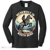 Bigfoot Riding A Zebra Meanwhile In North Bend Kids Long Sleeve Shirt thumb 0