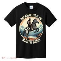 Bigfoot Riding A Zebra Meanwhile In North Bend Kids T-Shirt thumb 0