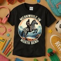 Bigfoot Riding A Zebra Meanwhile In North Bend Kids T-Shirt thumb 3