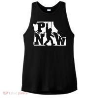 Bigfoot Rock And Roll Silhouette Pacific Northwest Sasquatch Ladies PosiCharge Tri-Blend Wicking Tank thumb 0