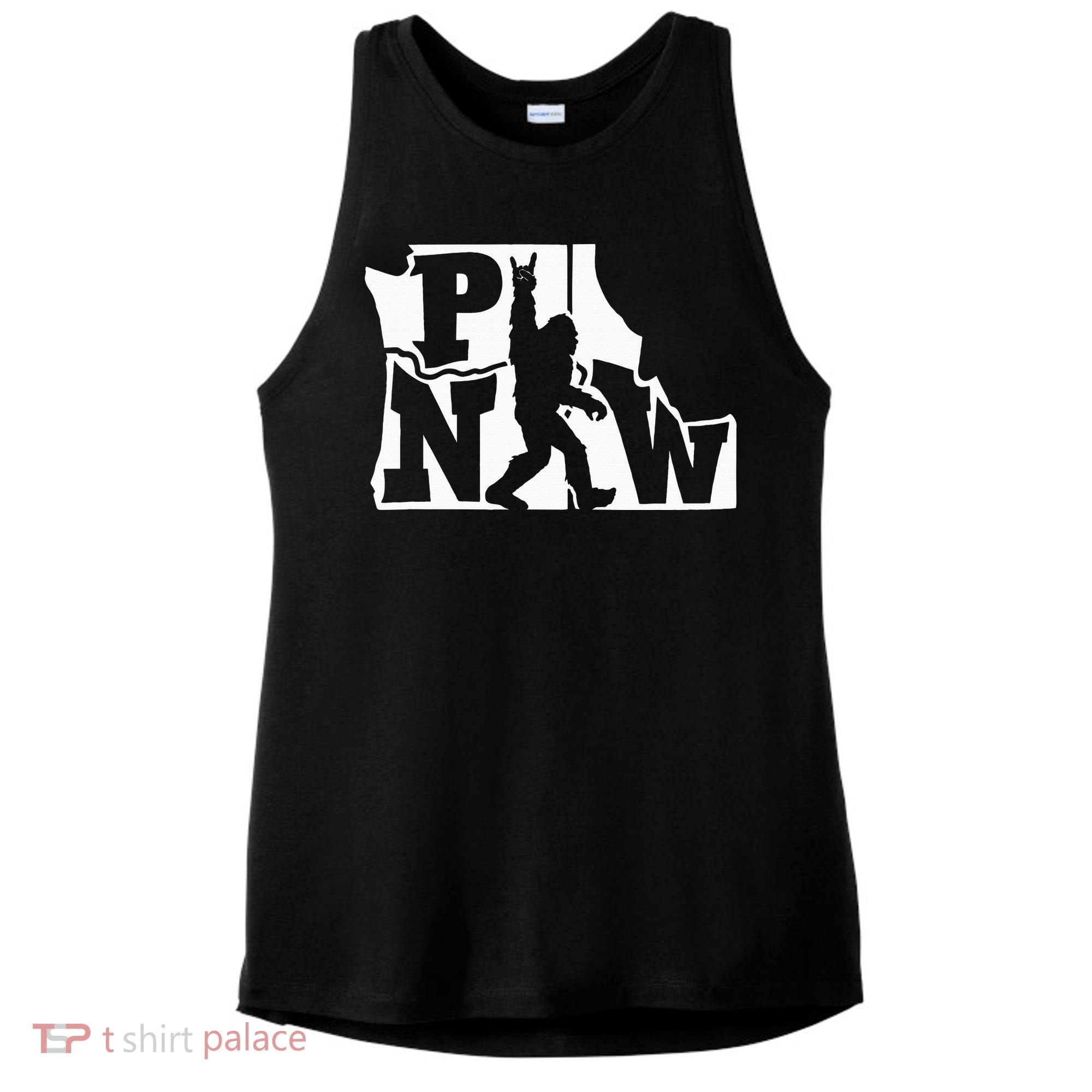 Bigfoot Rock And Roll Silhouette Pacific Northwest Sasquatch Ladies PosiCharge Tri-Blend Wicking Tank