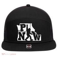 Bigfoot Rock And Roll Silhouette Pacific Northwest Sasquatch 7 Panel Mesh Trucker Snapback Hat thumb 0