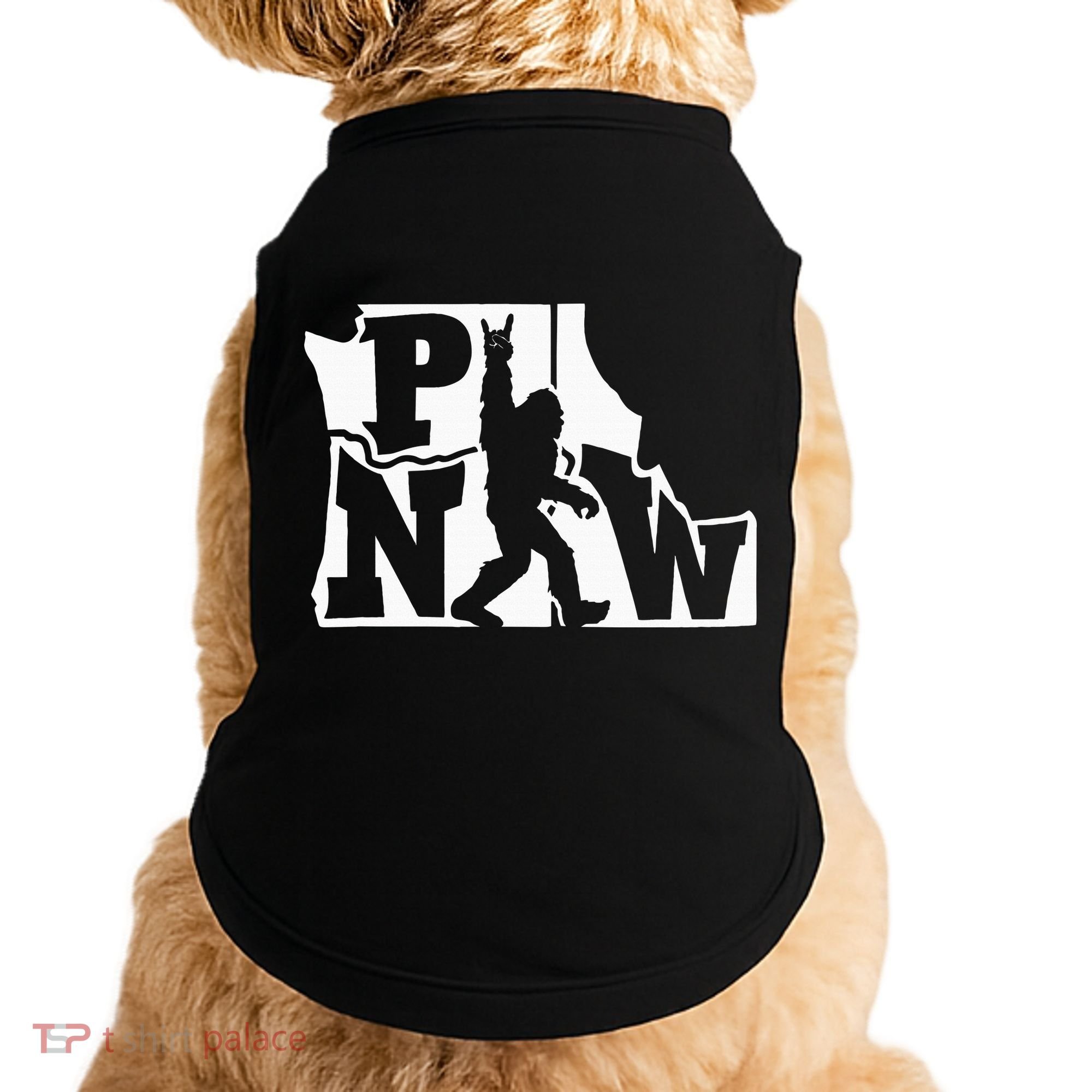 Bigfoot Rock And Roll Silhouette Pacific Northwest Sasquatch Doggie Tank