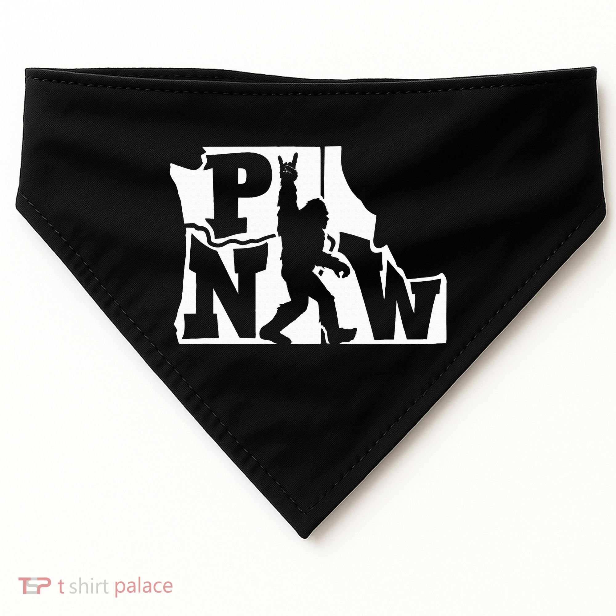 Bigfoot Rock And Roll Silhouette Pacific Northwest Sasquatch USA-Made Doggie Bandana