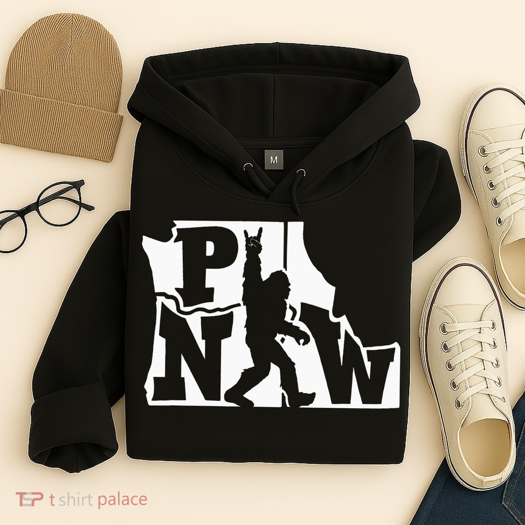 Bigfoot Rock And Roll Silhouette Pacific Northwest Sasquatch Hoodie
