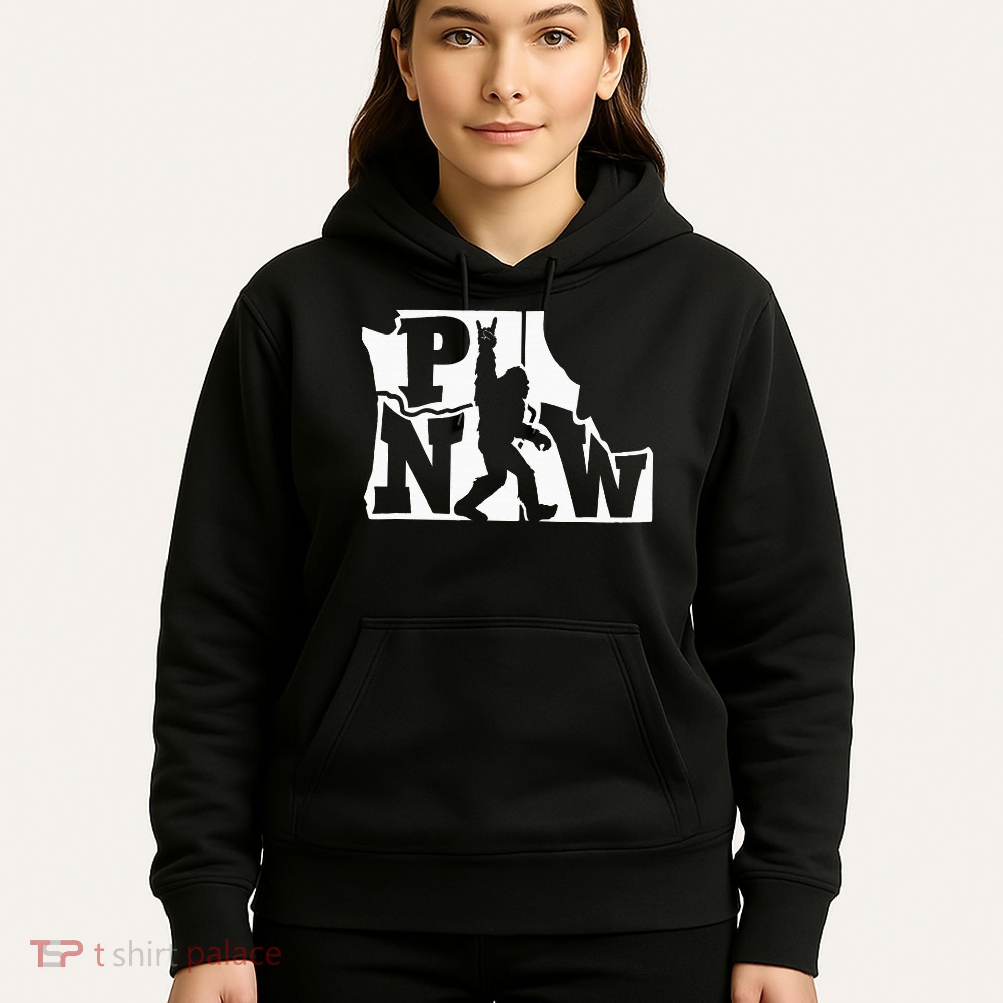 Bigfoot Rock And Roll Silhouette Pacific Northwest Sasquatch Hoodie