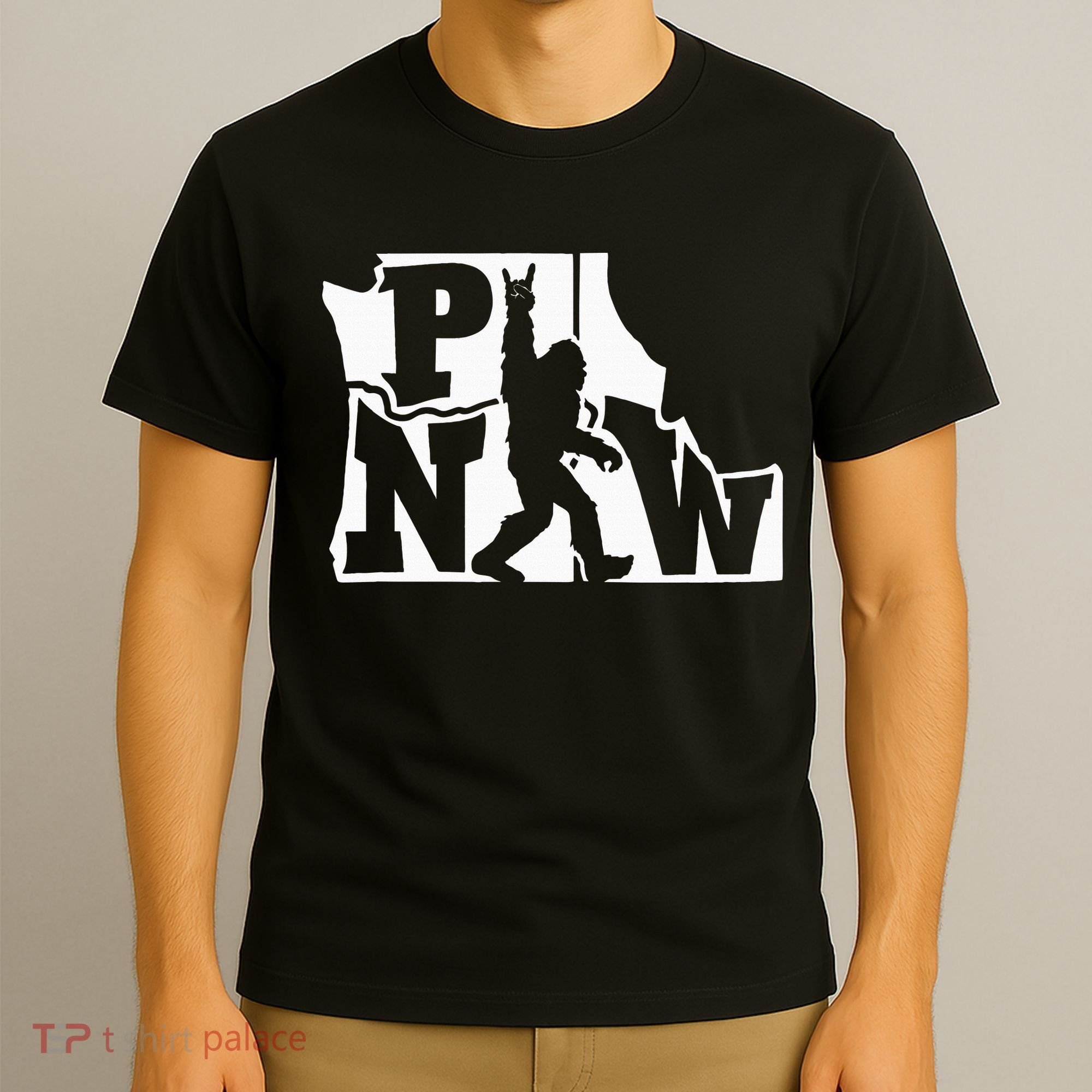 Bigfoot Rock And Roll Silhouette Pacific Northwest Sasquatch T-Shirt