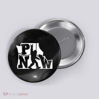 Bigfoot Rock And Roll Silhouette Pacific Northwest Sasquatch Button thumb 0