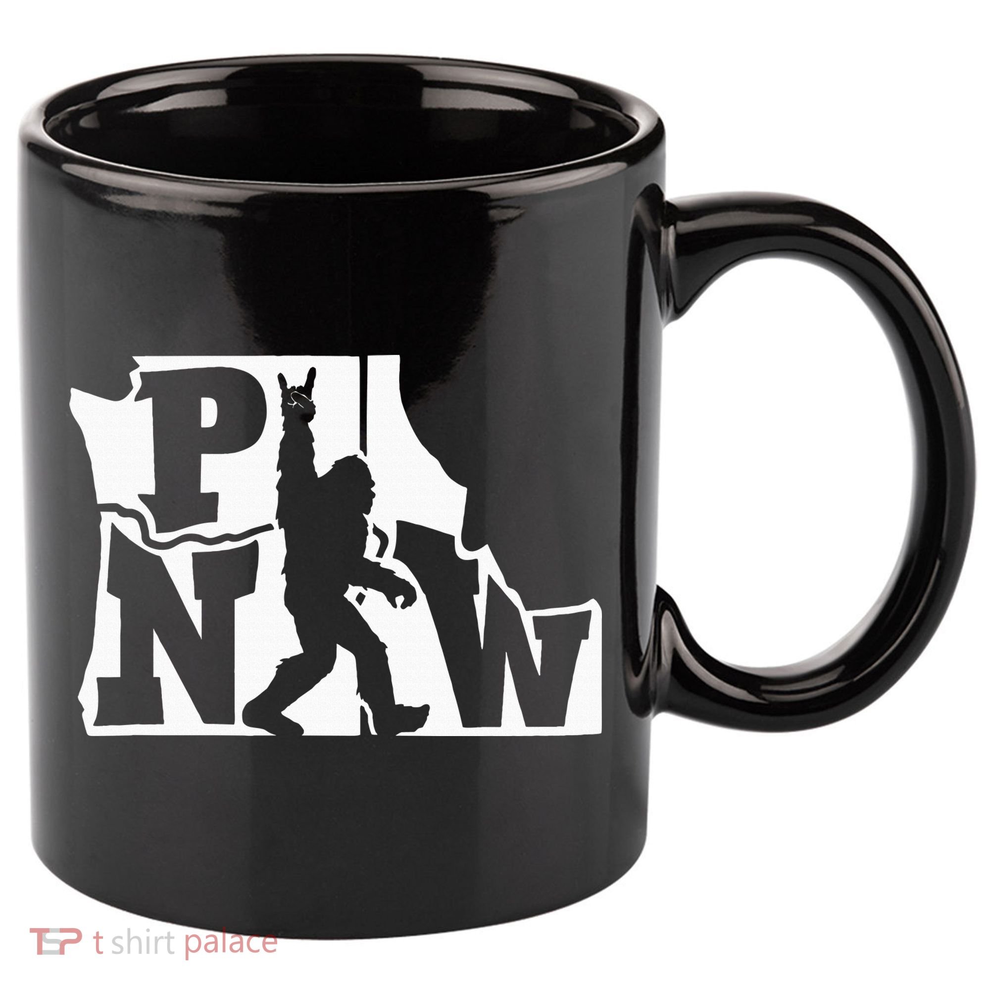 Bigfoot Rock And Roll Silhouette Pacific Northwest Sasquatch 11oz C Handle Ceramic Mug