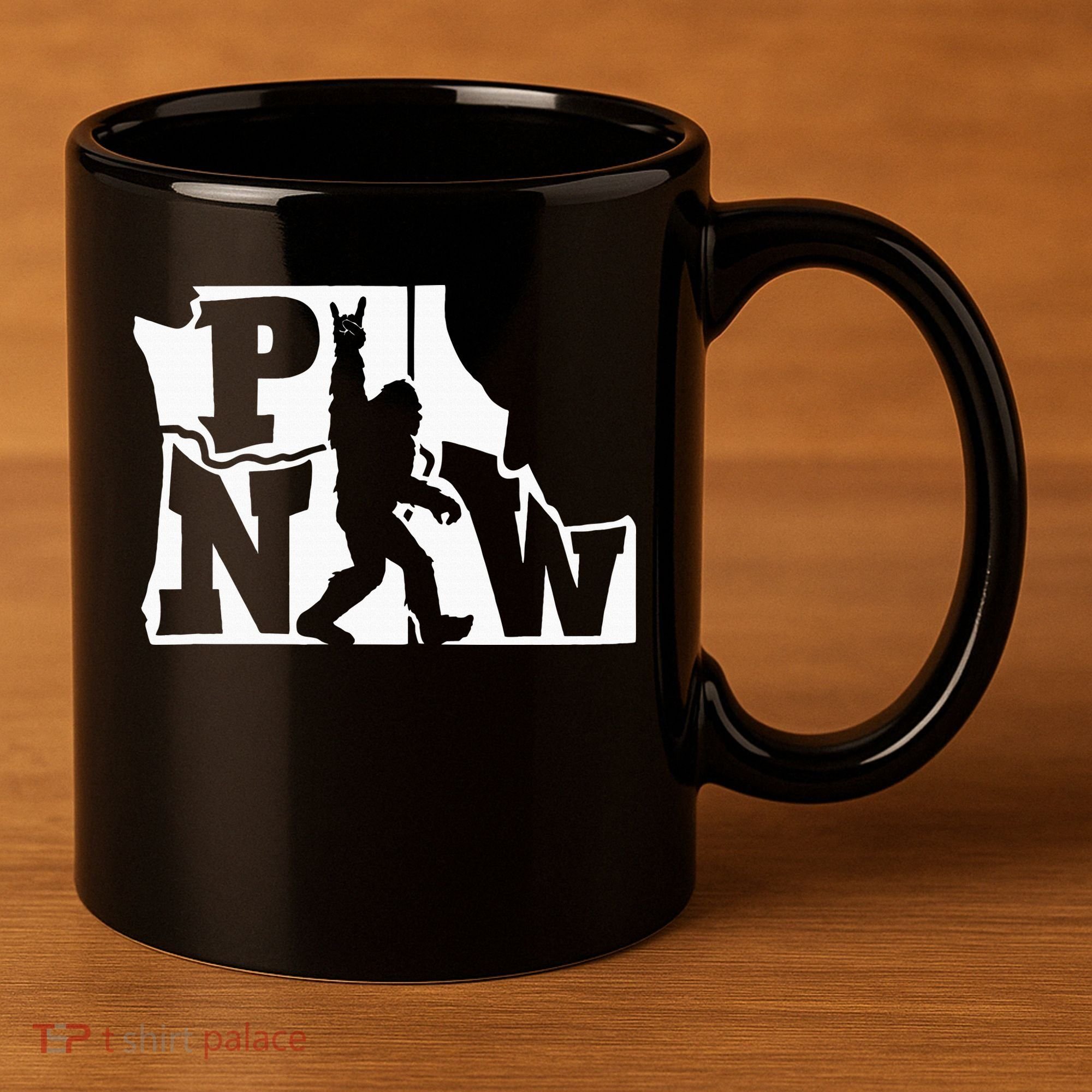 Bigfoot Rock And Roll Silhouette Pacific Northwest Sasquatch 11oz C Handle Ceramic Mug