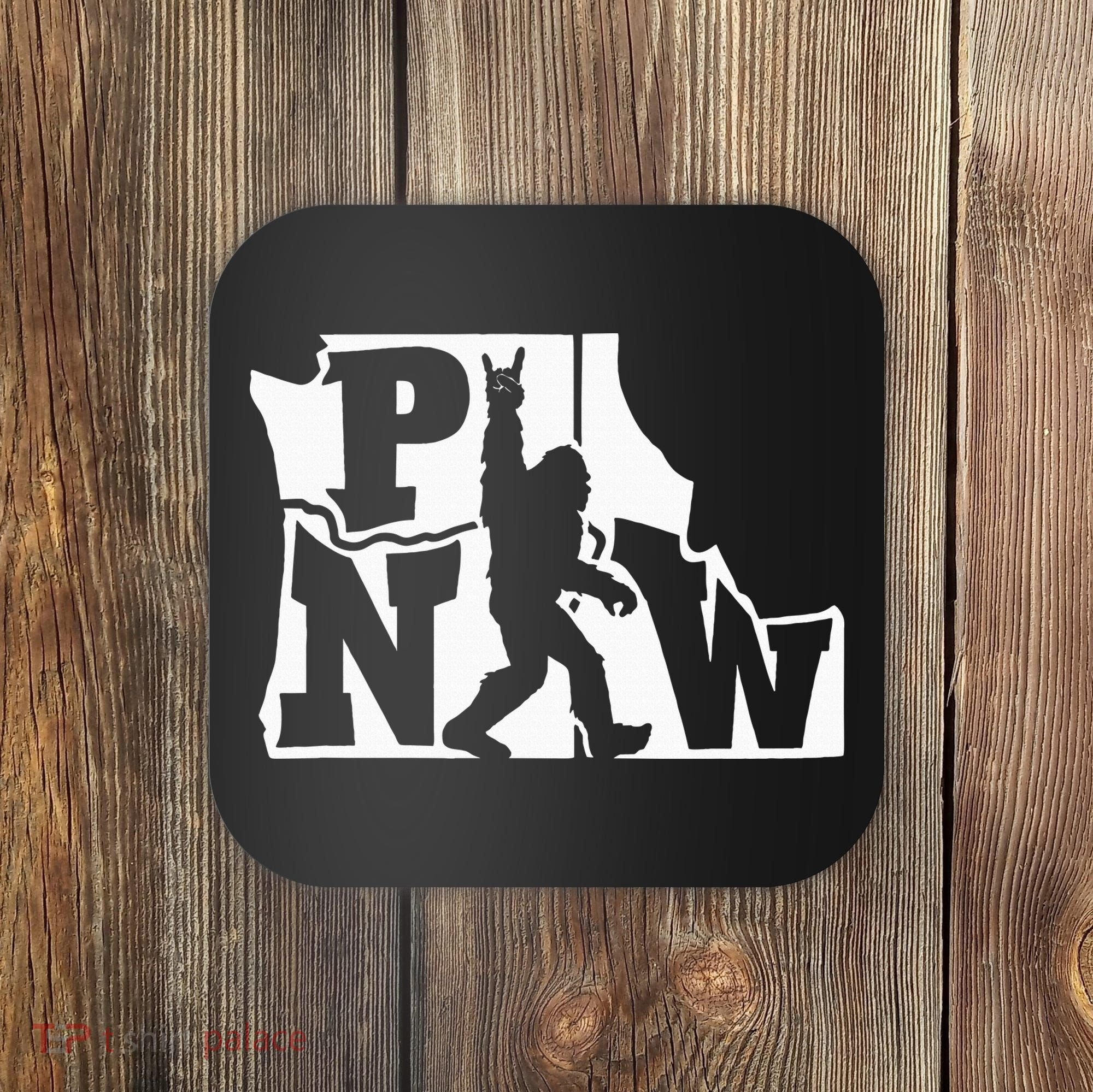 Bigfoot Rock And Roll Silhouette Pacific Northwest Sasquatch Coaster
