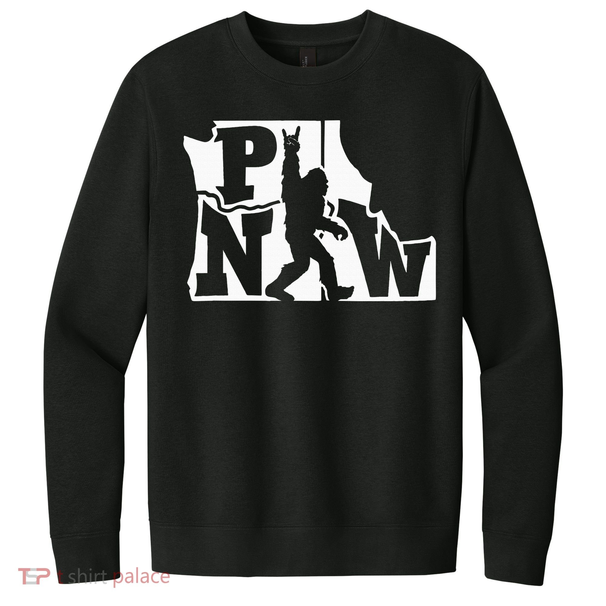 Bigfoot Rock And Roll Silhouette Pacific Northwest Sasquatch V.I.T. Fleece Crew Sweatshirt