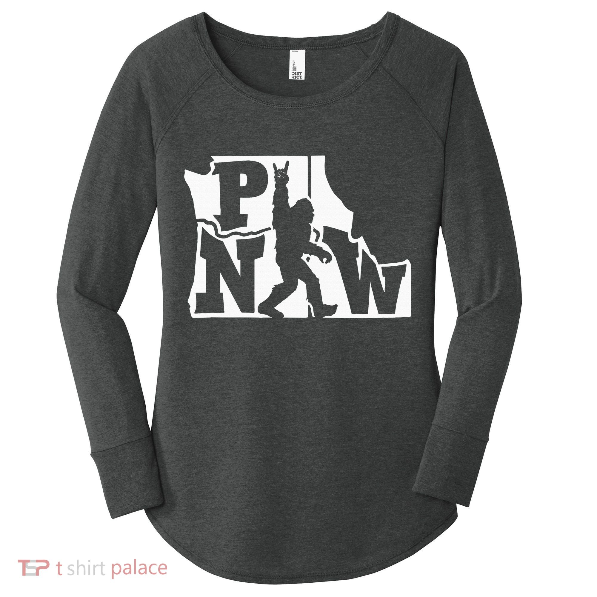 Bigfoot Rock And Roll Silhouette Pacific Northwest Sasquatch Women's Perfect Tri Tunic Long Sleeve Shirt