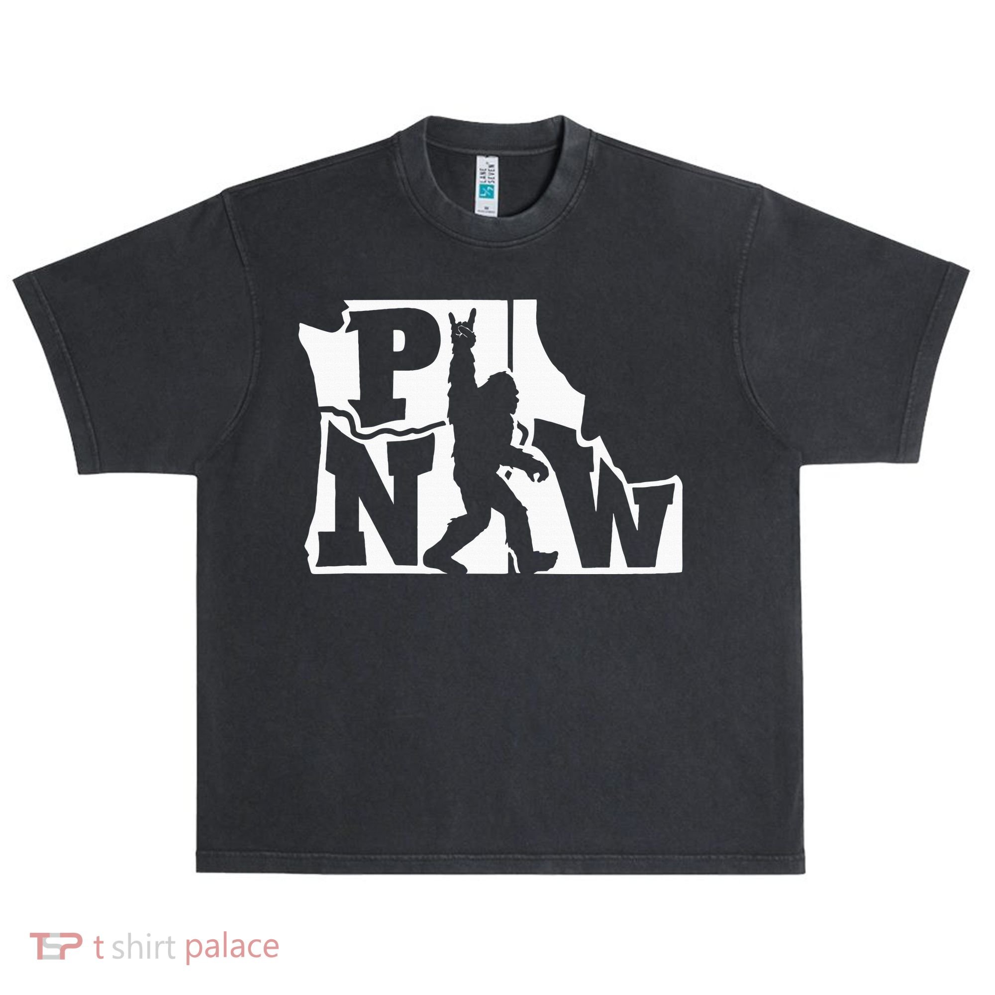Bigfoot Rock And Roll Silhouette Pacific Northwest Sasquatch Urban Oversized Heavyweight T-Shirt