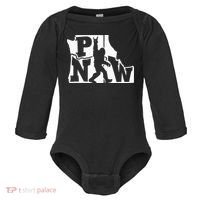 Bigfoot Rock And Roll Silhouette Pacific Northwest Sasquatch Baby Long Sleeve Bodysuit thumb 0