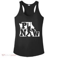 Bigfoot Rock And Roll Silhouette Pacific Northwest Sasquatch Ladies PosiCharge Competitor Racerback Tank thumb 0