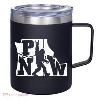 Bigfoot Rock And Roll Silhouette Pacific Northwest Sasquatch 12oz Stainless Steel Coffee Mug thumb 0