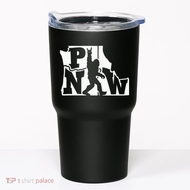 Bigfoot Rock And Roll Silhouette Pacific Northwest Sasquatch Tumbler