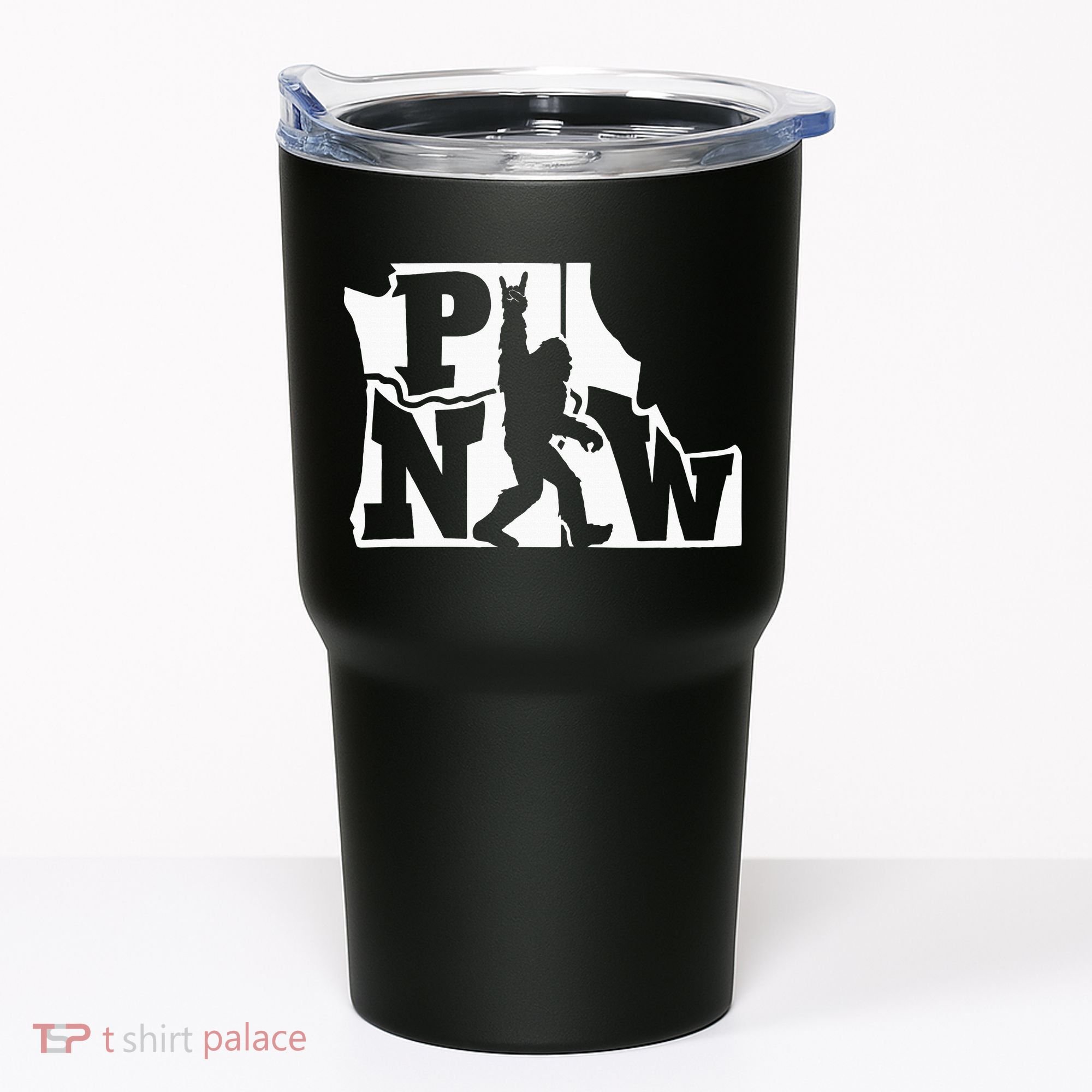 Bigfoot Rock And Roll Silhouette Pacific Northwest Sasquatch Tumbler