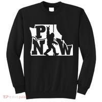 Bigfoot Rock And Roll Silhouette Pacific Northwest Sasquatch Tall Sweatshirt thumb 0