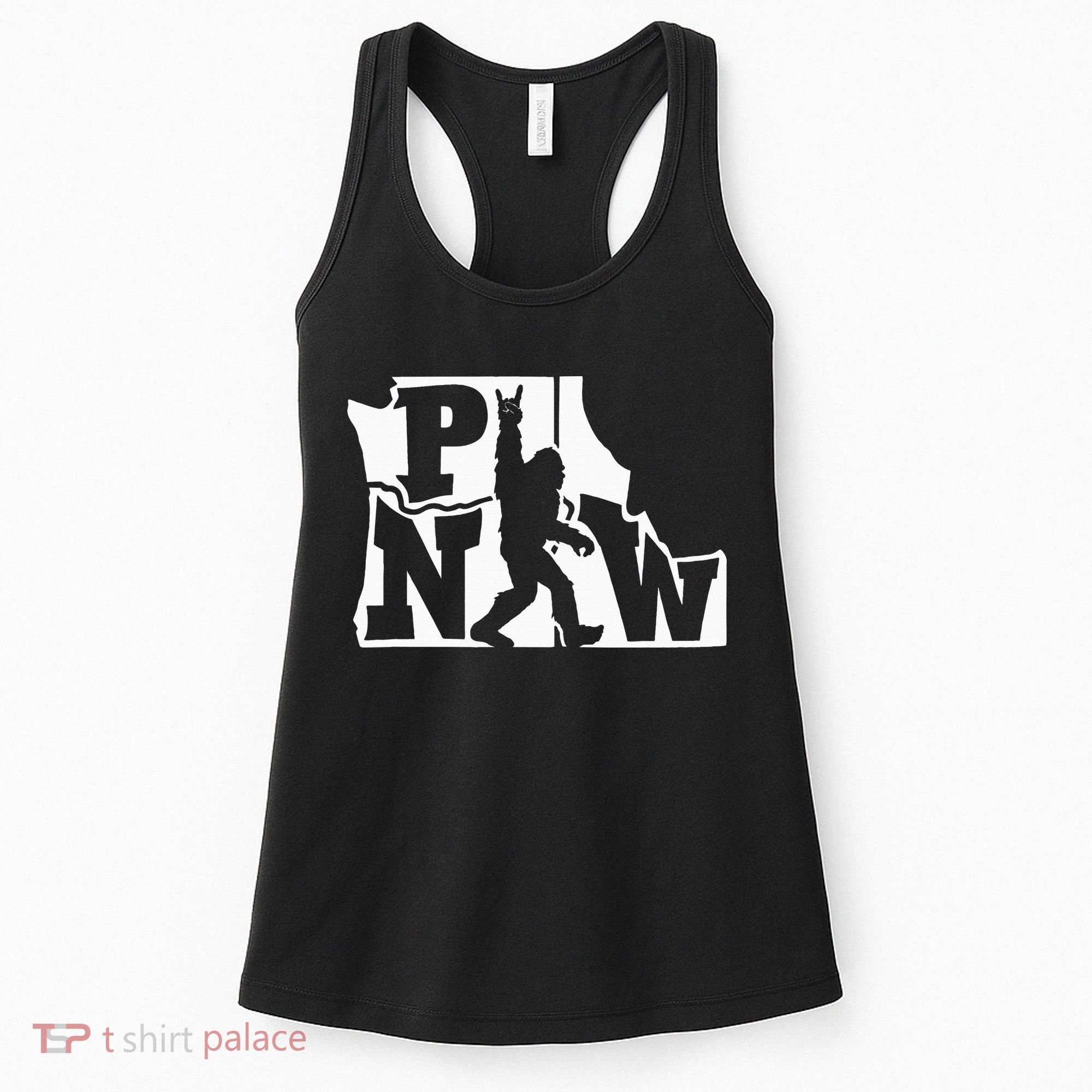 Bigfoot Rock And Roll Silhouette Pacific Northwest Sasquatch Women's Tank Top
