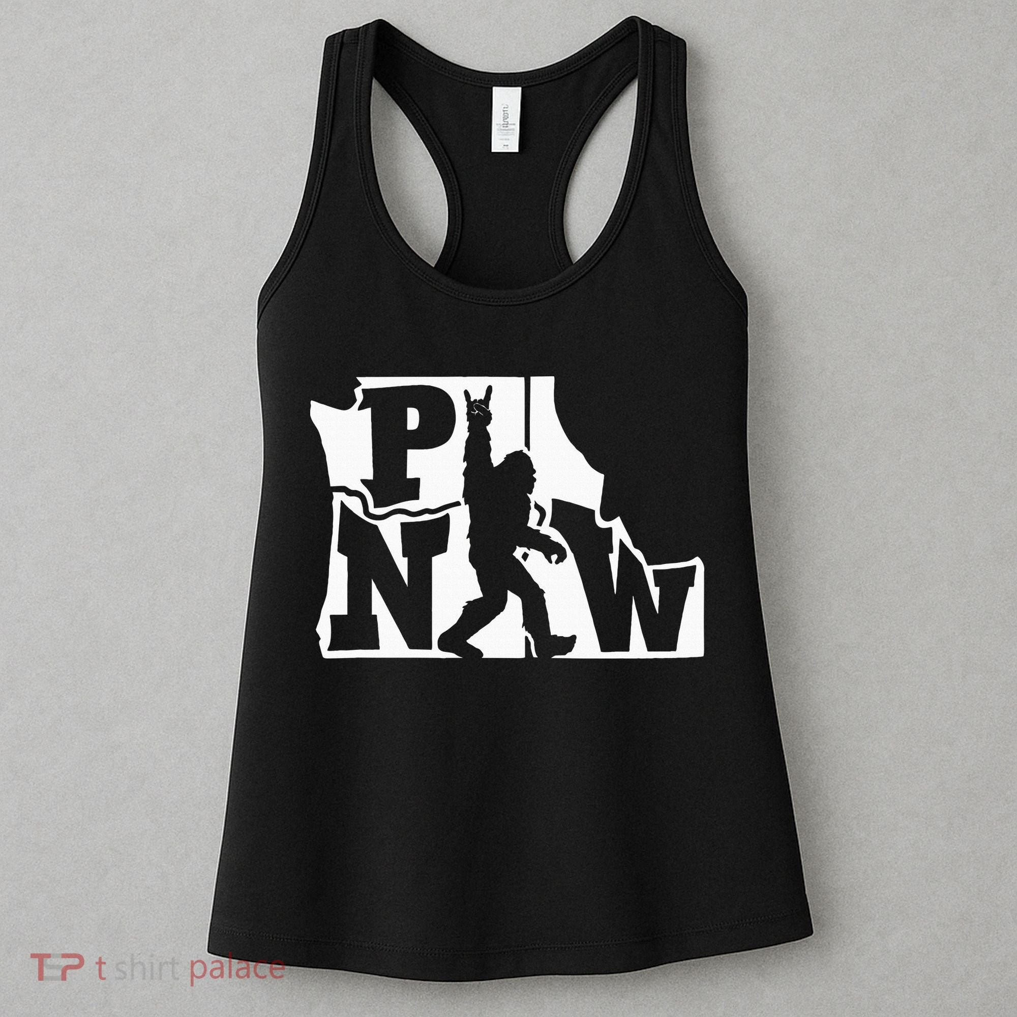 Bigfoot Rock And Roll Silhouette Pacific Northwest Sasquatch Women's Tank Top