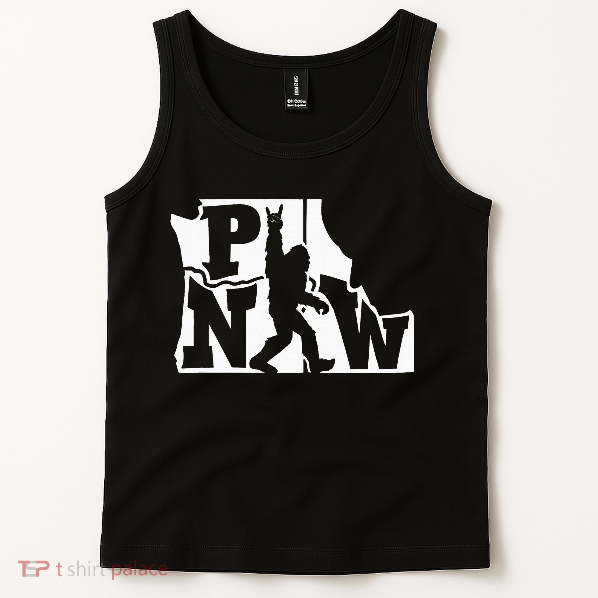 Bigfoot Rock And Roll Silhouette Pacific Northwest Sasquatch Tank Top