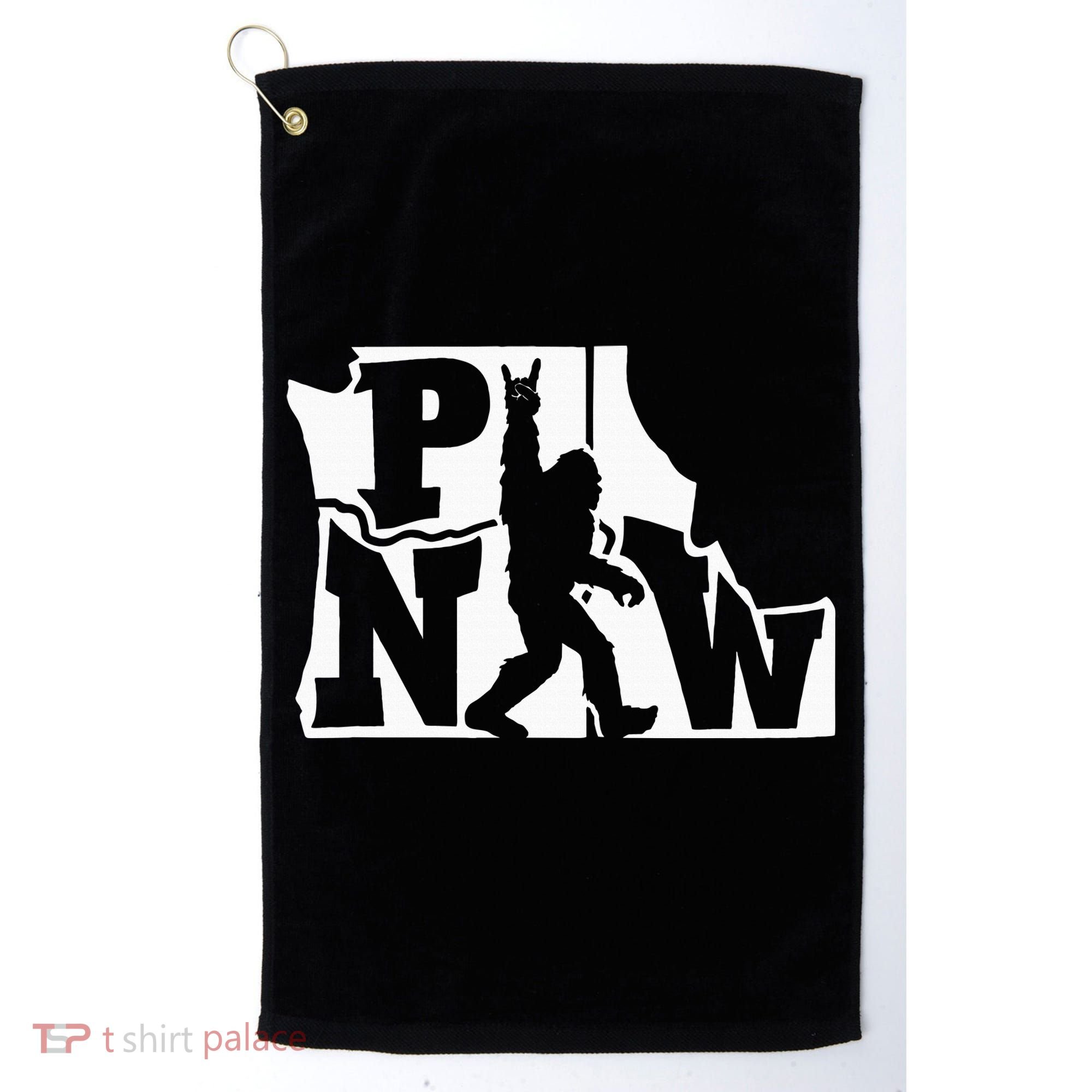 Bigfoot Rock And Roll Silhouette Pacific Northwest Sasquatch Golf Towel