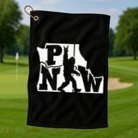 Bigfoot Rock And Roll Silhouette Pacific Northwest Sasquatch Golf Towel thumb 1