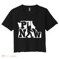 Bigfoot Rock And Roll Silhouette Pacific Northwest Sasquatch Women's Crop Top Tee thumb 0