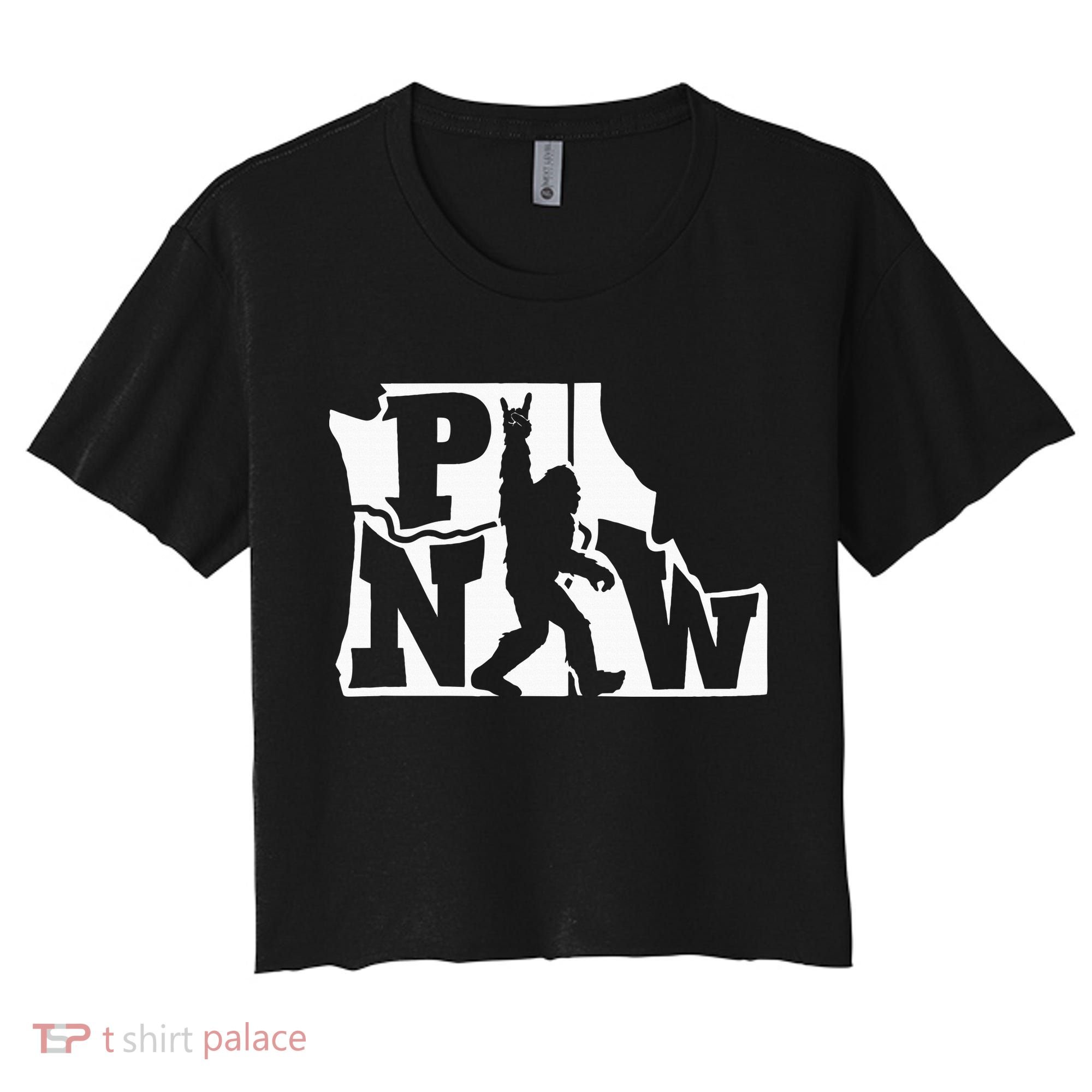 Bigfoot Rock And Roll Silhouette Pacific Northwest Sasquatch Women's Crop Top Tee