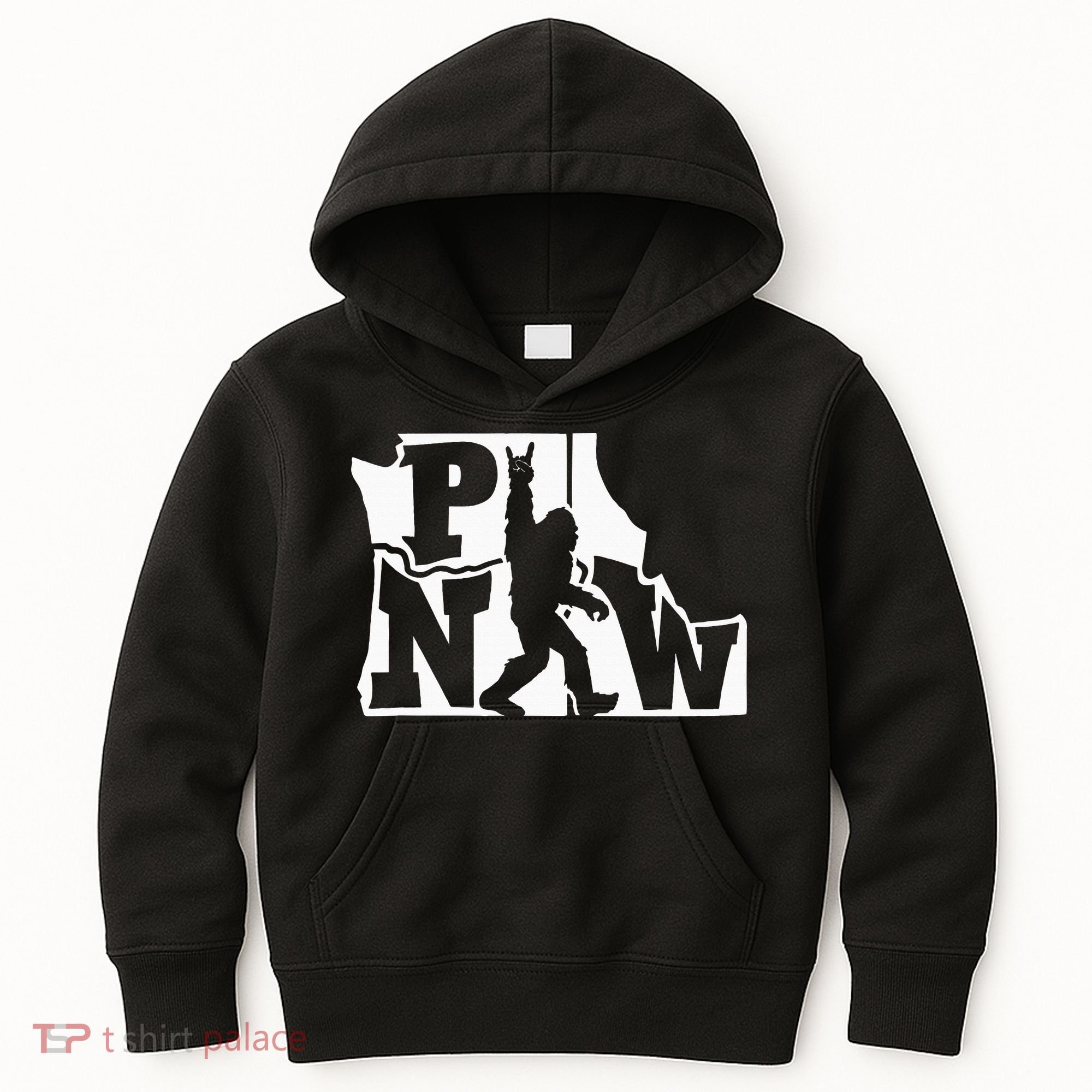 Bigfoot Rock And Roll Silhouette Pacific Northwest Sasquatch Kids Hoodie
