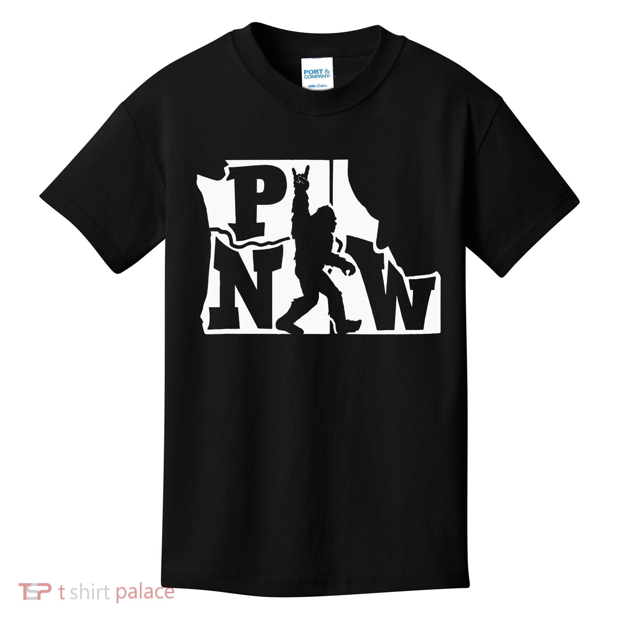 Bigfoot Rock And Roll Silhouette Pacific Northwest Sasquatch Kids T-Shirt