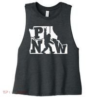 Bigfoot Rock And Roll Silhouette Pacific Northwest Sasquatch Women's Racerback Cropped Tank thumb 0