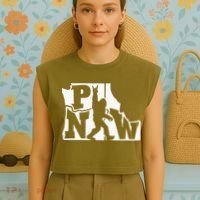 Bigfoot Rock And Roll Silhouette Pacific Northwest Sasquatch Garment-Dyed Women's Muscle Tee thumb 4