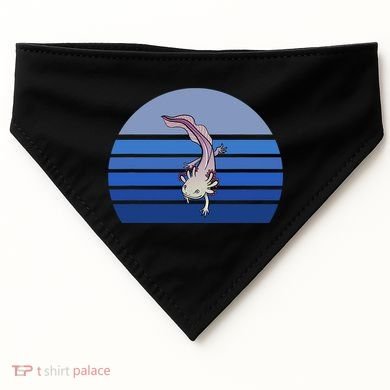 Blue Retro Axolotl Mexican Salamander Gift Lover USA-Made Doggie Bandana